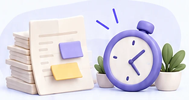 Une pile de papiers à côté d’un chronomètre