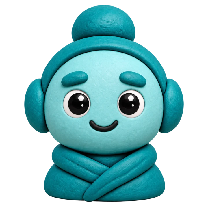 Néti Blog cyan aux grands yeux ouverts, avec casque