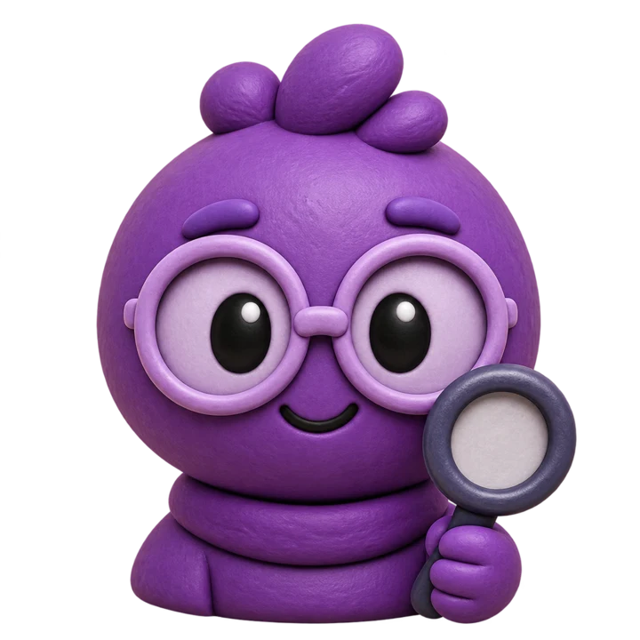 Néti Comptabilité violet, avec lunettes et loupe